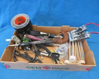 Lot 40. Misc. hardware including Gorilla tape, battery packs, paint rollers and more