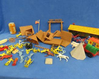 Lot 207. Plastic Fort Apache Cowboy and Indians figurines and fort