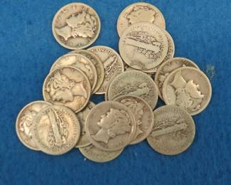 Lot 314. Twenty Mercury dimes including a 1917 S