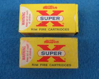 Lot 346. 100 Western Super-X 22 long rifles. Both boxes are in very good condition.