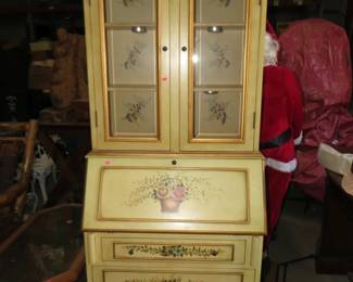 Lot 328. Two-piece secretary with beveled glass. Dimensions in inches: 83 x 33 x 18