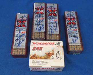 Lot 68. Four boxes of 100 each Super X and one box of 235 Winchester (635 total) .22 LR rounds