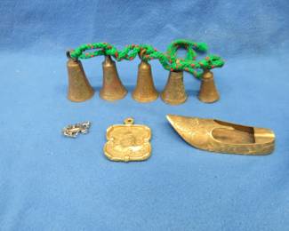 Lot 267. Metalware collection including brass bell set