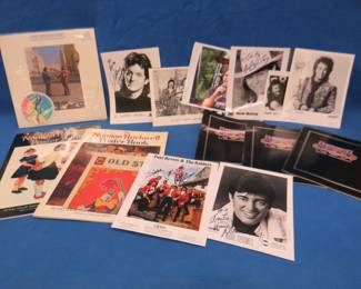 Lot 265. Autographed music star photos, Rockwell books, rare Pink Floyd album cover(no record), and more