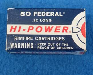 Lot 341. 50 Federal Hi-Power 22 longs. Box is in very good condition.