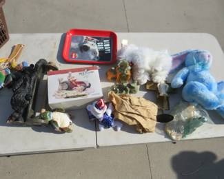 Lot 283. Box lot including a bear paper towel holder and more. The Red Oak box is empty.