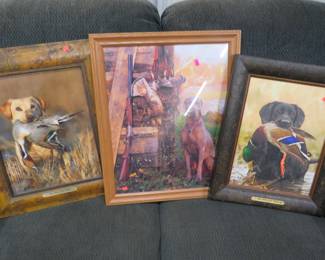 Lot 251. Three framed dog pictures