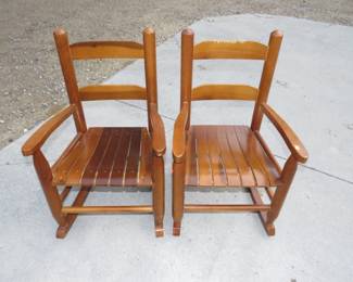 Lot 197. Two child-size wooden rocking chairs
