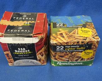 Lot 69. One box of approx. 450 Federal and one box of approx. 450 Remington (approx. 900 total) .22LR rounds