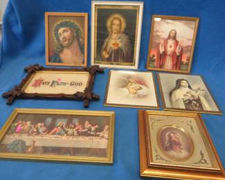 Lot 108. Eight items of religious wall art