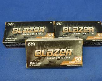 Lot 299. 150 Blazer 9mm rounds