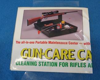 Lot 53. Action Products gun care caddy with built-in forks. Use for gun cleaning, supplies, or repair. Very good condition.