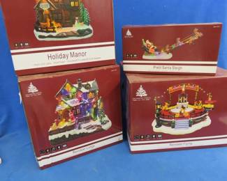 Lot 51. Enchanted Forest Christmas Houses: Holiday Manor. Santa Sleigh. Reindeer Flying. Reindeer Lodge.