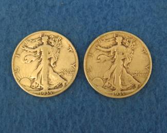 Lot 315. Two Walking Liberty half dollars