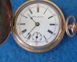 Lot 15. Antique watch and case from Onawa Iowa. Gold-filled 20-year case from the Windsor Watch case Co. #7949726. Seth Thomas movement # 2002288. Untested.