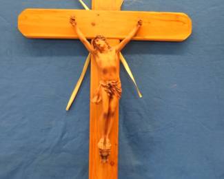 Lot 338. Wooden crucifix. 45" x 30".
