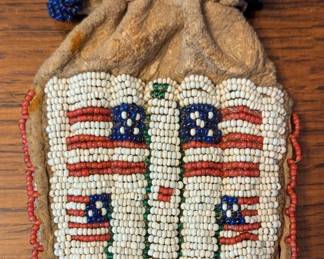 Native American beaded bag with flag motif second side