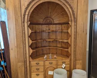 Very large pine corner shelving unit. Antique 