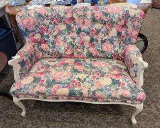 Small love seat with floral pattern, cute