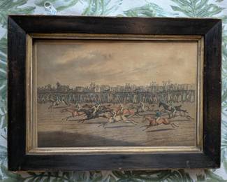 Early 19th c hand colored etchings horses