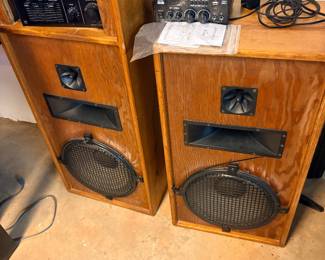 Vintage Custom-Built Oak Speakers & Stereo Amp