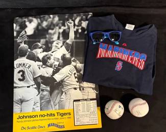 1990 Randy Johnson NoHitter Poster And Autographed Balls