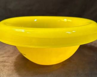 Vintage Handmade Yellow Bowl Made In Poland
