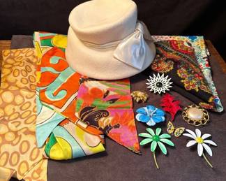 Vintage Broochs Scarves And More