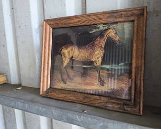 A Horse Frightened by Lightening Wooden Frame Wall Art