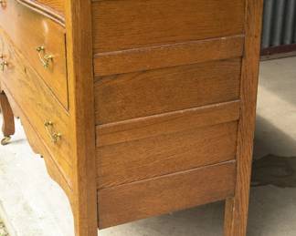 Antqiue Oak wood, curved front antique chest of drawers on casters