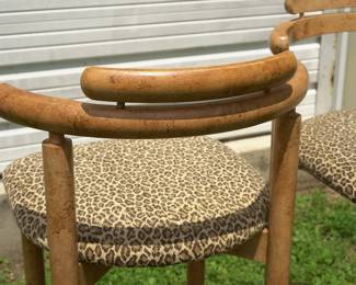 Vintage 1960's Cheetah Print (Gangso Mobler) Bar Height Stools- Pair