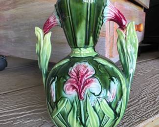 Antique Art Nouveau Josef Strnact Majolica Iris Vase