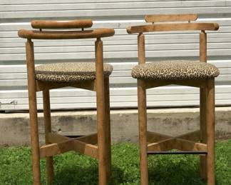 Sassy one-of-a-kind Vintage 1960's Cheetah Print Teak Stools