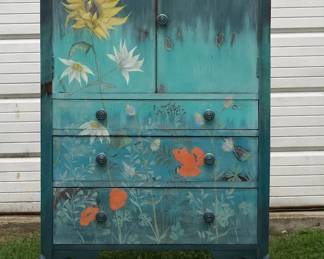 Eclectic Floral Accent Cabinet