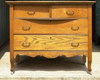 Antique Oak Serpentine Chest
