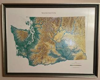 152 FramedLaminatedMapofWashingtonState