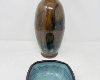 114 HandcraftedArtStudioVaseandBowl