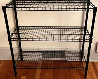 149 3TierBlackWireUtilityShelvingUnit