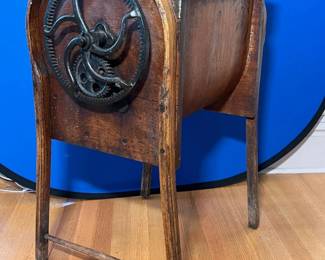 2 AntiqueMBrownCoBentwoodButterChurn