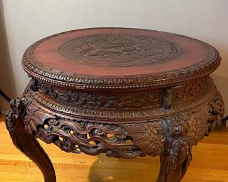 1 AntiqueEastAsianHandCarvedHardwoodCenterTable