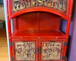 10 ChineseRedLacqueredBoguDisplayCabinet