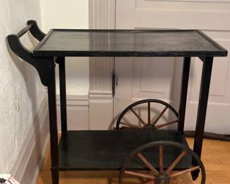 8 VintageDarkWoodServingCart