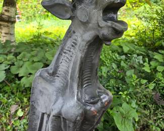 17 LargeBlackGothicStyleCastAluminumGargoyleStatue