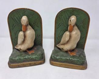 73 VintageHandPaintedCeramicArtDecoStyleDuckBookends