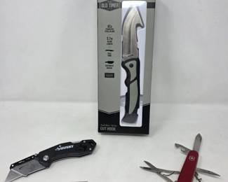 119 3KnivesOldTimerTrailBossVictorinoxSwissArmyHuskyUtlity