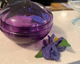 Purple glass candy jar