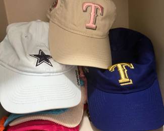 Texas rangers and Dallas Cowboys hats