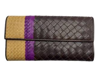 Bottega Veneta Intrecciato Leather Tri-Color Continental Wallet