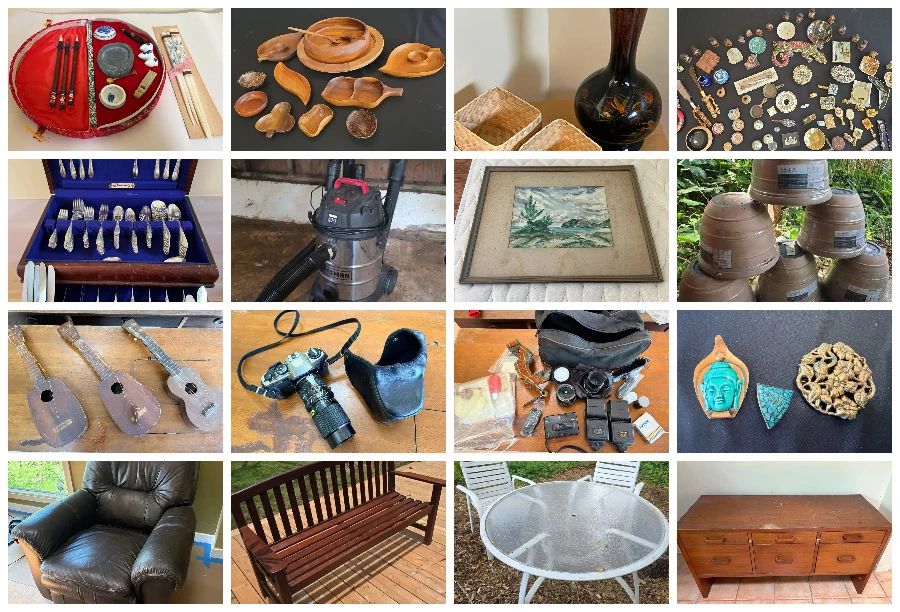 BEAUTIFUL KANEOHE BAY SALE CTBids Online Auction • Bidding Ends 06/18/26 • Pickup 06/21/26 PICKUP DATE CHANGE: SUNDAY, JUNE 21, 2026 This estate auction features vintage Hawaiiana art and prints, ukulele, fine furniture, vintage collectibles, vintage vinyl LPs, collectible figurines from around the world, household good, vintage decor, kitchen goods, office supplies, books, vintage postcards, tools, lawn and garden tools, planter pots, cameras, coins, five vintage jewelry, vintage marbles, plants and so much more! What will you find?