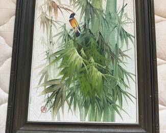 BKB108 - Framed Painting of a Bird on Bamboo